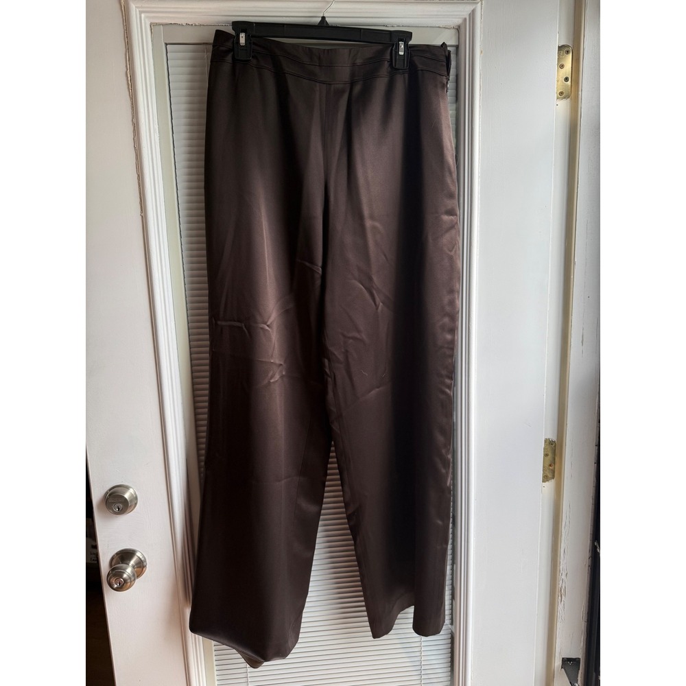 Talbots Silk Wide Leg Pants Womens 12 Black Excellent Pure Silk Dress trousers